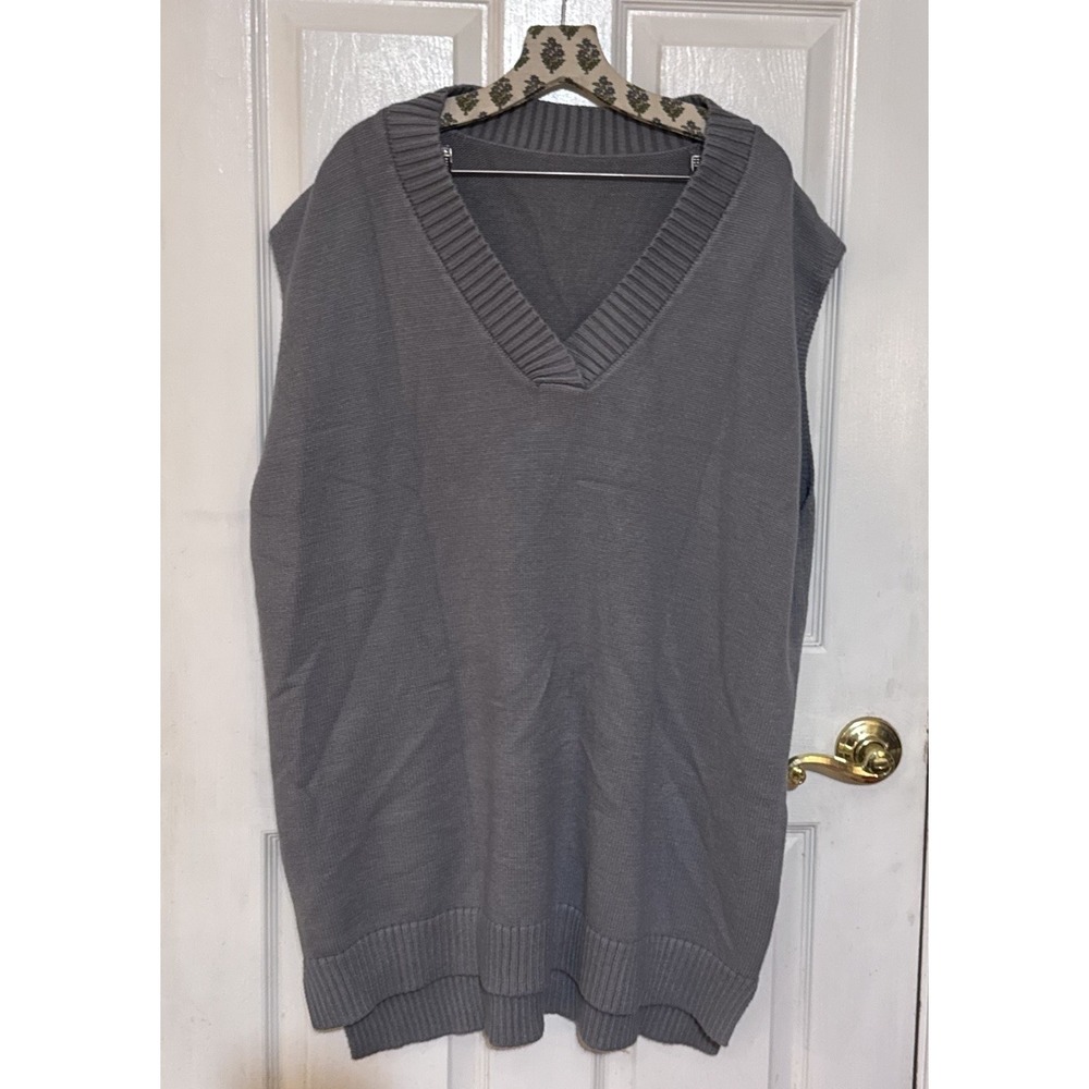Women's Unbranded‎ Size 2X Gray Acrylic V-Neck Knit Sleeveless Vest/Short Dress